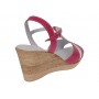 Sandale dama din piele naturala fucsia alb cu platforma tip pana Roselia